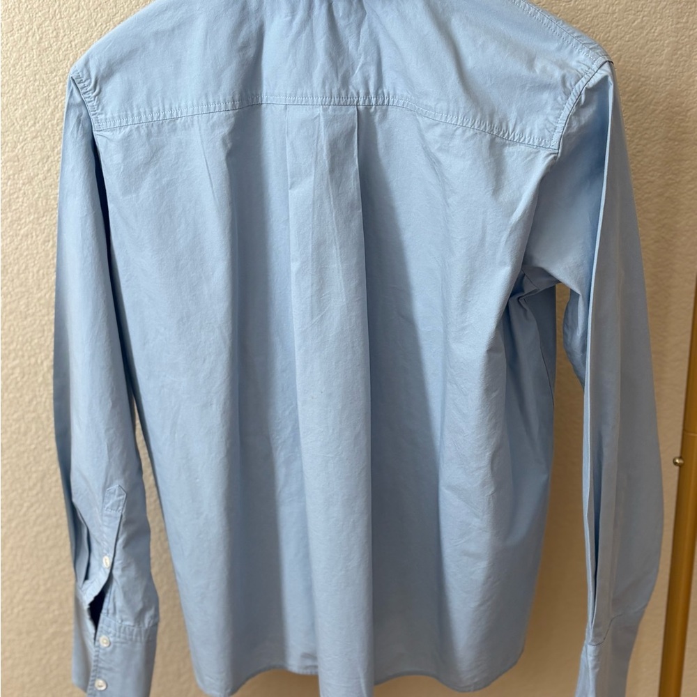Isabel Marant Light Blue Ruffled Pintuck Cotton Blouse - Picture 3 of 14